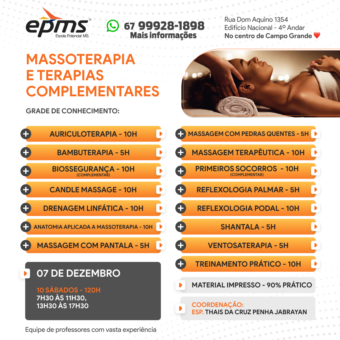 Curso de Massoterapia e Terapias Complementares